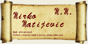 Mirko Matijević vizit kartica